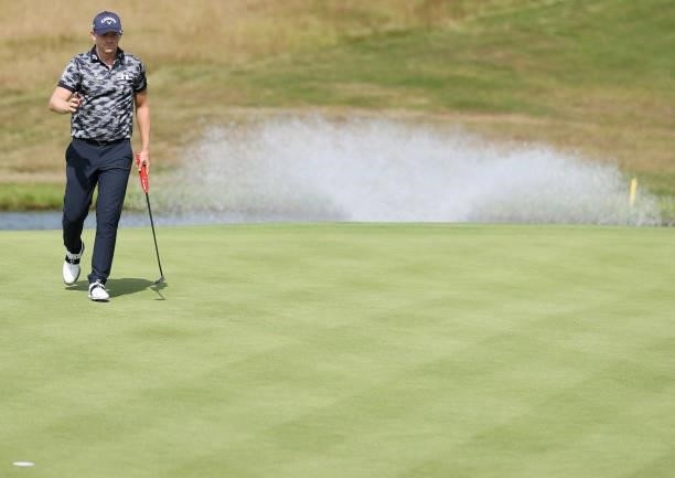 Matt Wallace of England putts on the 18th green during Day Two of the Cazoo Open supported by Gareth Bale at Celtic Manor Resort on July 23, 2021 in...