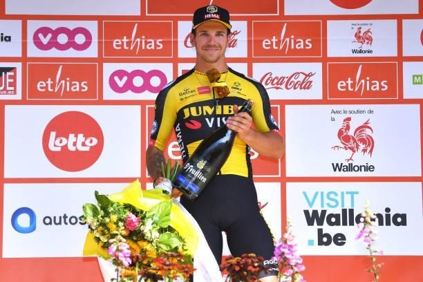 Dylan Groenewegen of Netherlands and Team Jumbo - Visma celebrates at podium during the 42nd Tour de Wallonie 2021, Stage 4 206km stage from...