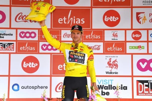 Dylan Groenewegen of Netherlands and Team Jumbo - Visma Yellow Points Jersey celebrates at podium during the 42nd Tour de Wallonie 2021, Stage 4...