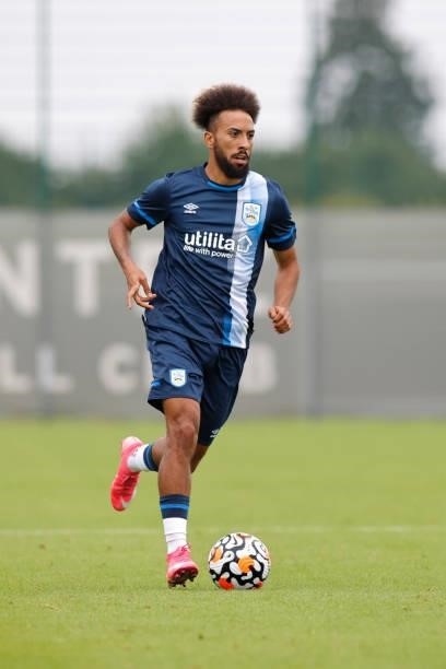 Sorba Thomas of Huddersfield Town during the pre-season friendly between Norwich City and Huddersfield Town on July 23, 2021 in Norwich, England.