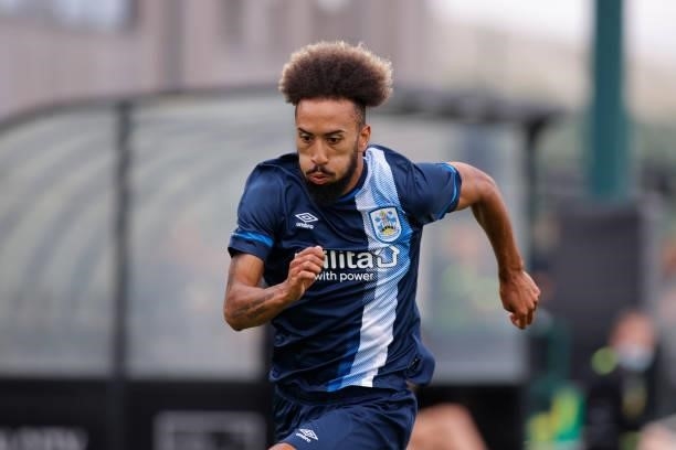 Sorba Thomas of Huddersfield Town during the pre-season friendly between Norwich City and Huddersfield Town on July 23, 2021 in Norwich, England.