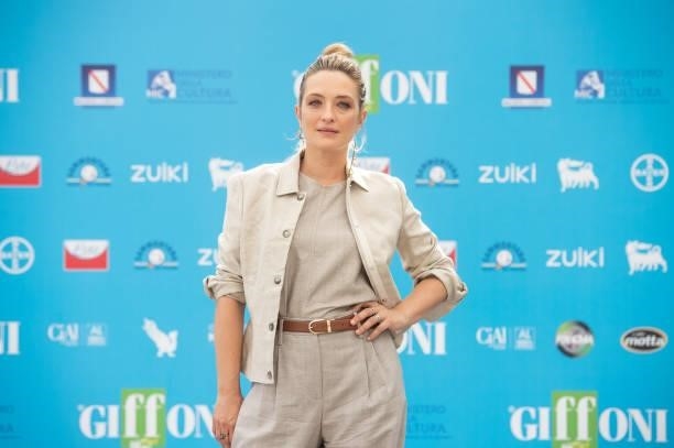Carolina Crescentini attends the photocall at the Giffoni Film Festival 2021 on July 23, 2021 in Giffoni Valle Piana, Italy.