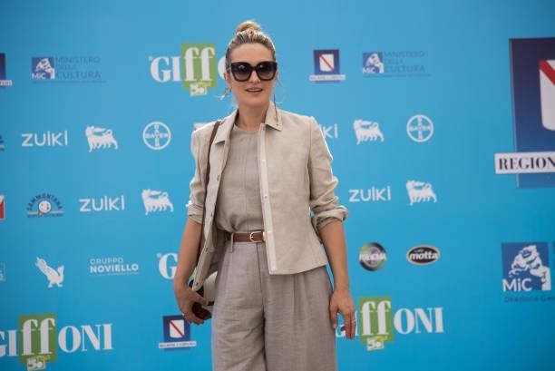 Carolina Crescentini attends the photocall at the Giffoni Film Festival 2021 on July 23, 2021 in Giffoni Valle Piana, Italy.