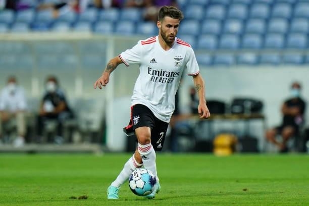 Rafa Silva of SL Benfica runs with the ball during the Pre-Season Friendly match between SL Benfica and Lille at Estadio Algarve on July 22, 2021 in...