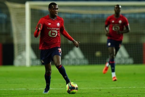 Isaac Lihadji of LOSC Lille runs with the ball during the Pre-Season Friendly match between SL Benfica and Lille at Estadio Algarve on July 22, 2021...