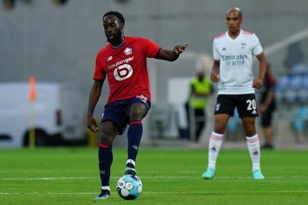 Jonathan Ikone of LOSC Lille controls the ball during the Pre-Season Friendly match between SL Benfica and Lille at Estadio Algarve on July 22, 2021...