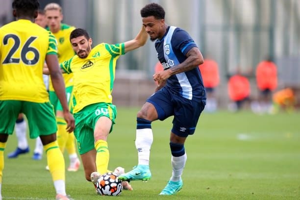 Josh Koroma of Huddersfield Town during the game between Norwich City and Huddersfield Town on July 23, 2021 in Norwich, England.