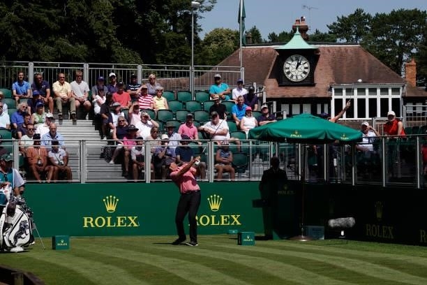 Tom Lehman of United States in action during the second round of the Senior Open presented by Rolex at Sunningdale Golf Club on July 23, 2021 in...