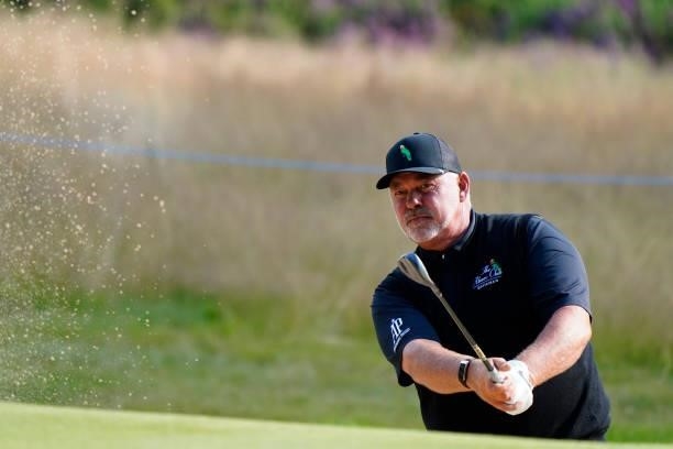 Darren Clarke of Northern Ireland in action during the second round of the Senior Open presented by Rolex at Sunningdale Golf Club on July 23, 2021...