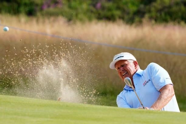 Colin Montgomerie of Scotland during the second round of the Senior Open presented by Rolex at Sunningdale Golf Club on July 23, 2021 in Sunningdale,...