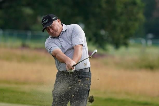 Ian Woosnam of Wales in action during the second round of the Senior Open presented by Rolex at Sunningdale Golf Club on July 23, 2021 in...