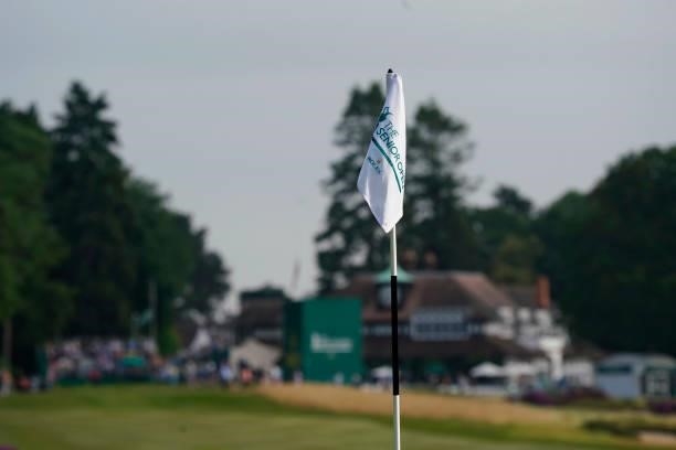 Pinflag on 1st green during the second round of the Senior Open presented by Rolex at Sunningdale Golf Club on July 23, 2021 in Sunningdale, England.