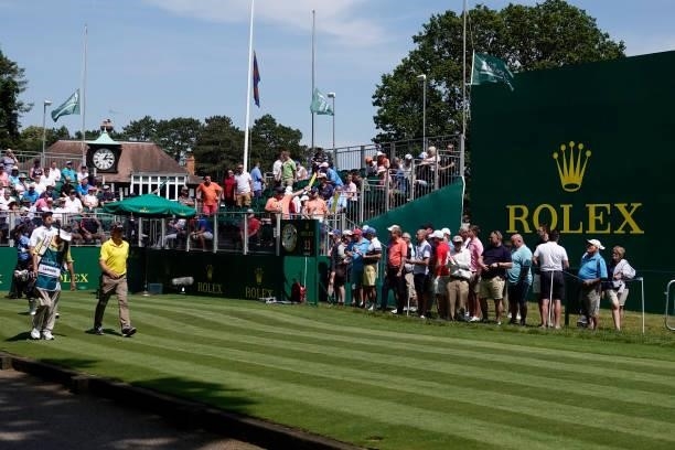 Bernhard Langer of Germany in action during the second round of the Senior Open presented by Rolex at Sunningdale Golf Club on July 23, 2021 in...
