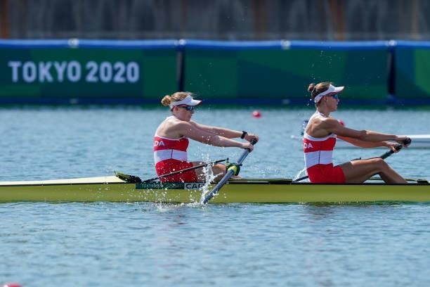 Hillary Janssens of Canada and Caileigh Filmer of Canada competing on Women's Pair Heats during the Tokyo 2020 Olympic Games at the Sea Forest...