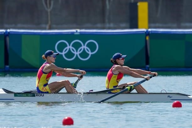 Iuliana Buhus of Romania and Adriana Ailincai of Romania competing on Women's Pair Heats during the Tokyo 2020 Olympic Games at the Sea Forest...