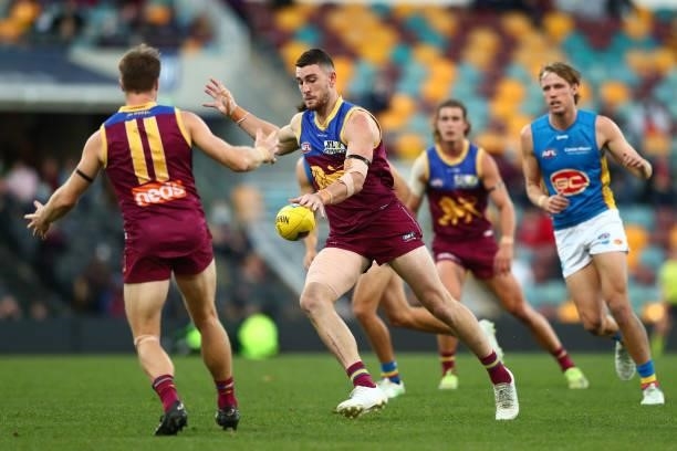 Daniel McStay of the Lions during the round 20 AFL match between Brisbane Lions and Gold Coast Suns at The Gabba on July 24, 2021 in Brisbane,...