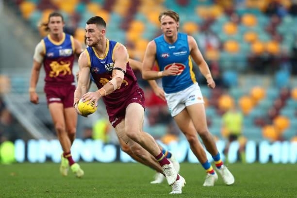 Daniel McStay of the Lions during the round 20 AFL match between Brisbane Lions and Gold Coast Suns at The Gabba on July 24, 2021 in Brisbane,...
