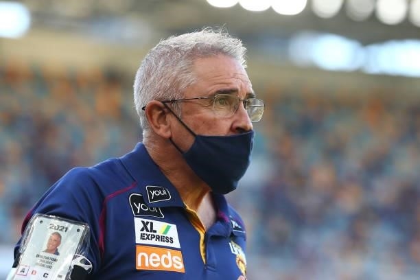 Lions coach Chris Fagan during the round 20 AFL match between Brisbane Lions and Gold Coast Suns at The Gabba on July 24, 2021 in Brisbane, Australia.