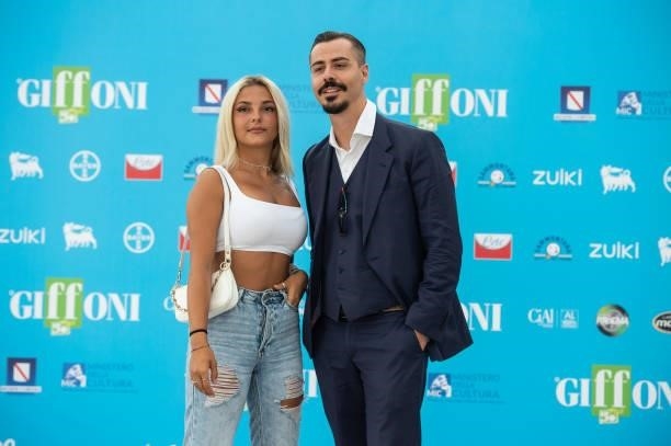 Samara Tramontana and Simone Giacomini attend the photocall at the Giffoni Film Festival 2021 on July 23, 2021 in Giffoni Valle Piana, Italy.