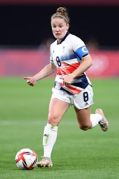 Kim Little of Team Great Britain runs with the ball during the Women's First Round Group E match between Japan and Great Britain on day one of the...