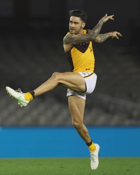 Chad Wingard of the Hawks in action during the round 20 AFL match between Adelaide Crows and Hawthorn Hawks at Marvel Stadium on July 24, 2021 in...