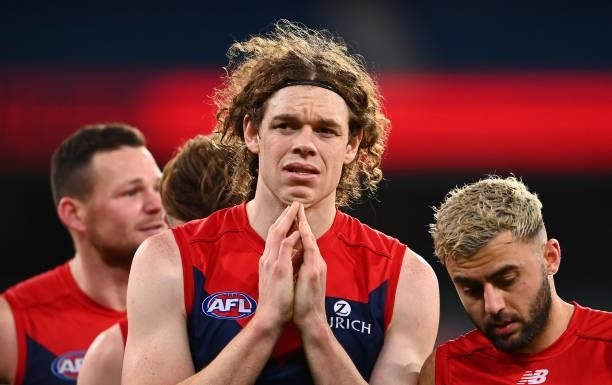 Ben Brown of the Demons looks dejected after losing the round 20 AFL match between Melbourne Demons and Western Bulldogs at Melbourne Cricket Ground...