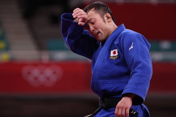 Naohisa Takato of Team Japan reacts after his win over Wei Yung Yang of Chinese Taipei during the Men’s Judo 60kg Final on day one of the Tokyo 2020...