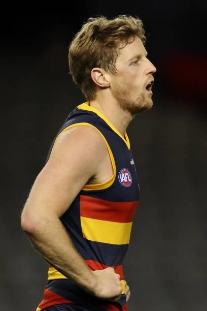 Rory Sloane of the Crows looks on during the round 20 AFL match between Adelaide Crows and Hawthorn Hawks at Marvel Stadium on July 24, 2021 in...