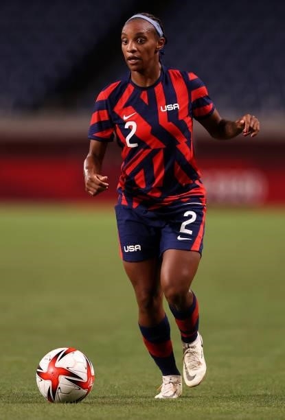 Crystal Dunn of Team United States runs with the ball during the Women's First Round Group G match between New Zealand and United States on day one...