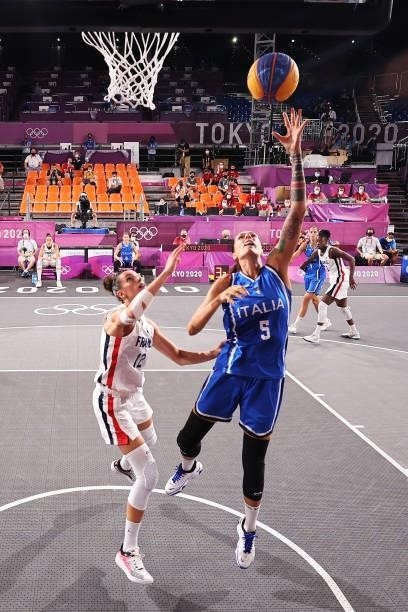 Marcella Filippi of Team Italy drives to the basket during the Women's Pool Round match between France and Italy on day one of the Tokyo 2020 Olympic...