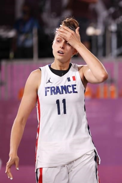 Ana Maria Filip of Team France looks on during the Women's Pool Round match between France and Italy on day one of the Tokyo 2020 Olympic Games at...
