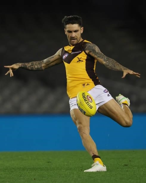 Chad Wingard of the Hawks in action during the round 20 AFL match between Adelaide Crows and Hawthorn Hawks at Marvel Stadium on July 24, 2021 in...