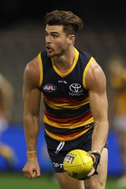 Ben Keays of the Crows in action during the round 20 AFL match between Adelaide Crows and Hawthorn Hawks at Marvel Stadium on July 24, 2021 in...