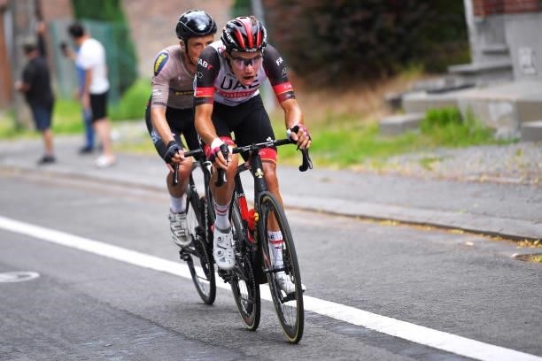 Rui Oliveira of Portugal and UAE Team Emirates & Lucas Eriksson of Sweden and Riwal Cycling Team in the Breakaway during the 42nd Tour de Wallonie...
