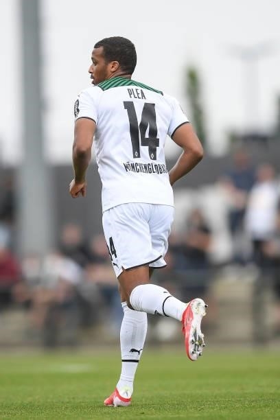 Alassane Plea of Moenchengladbach at Borussia-Park on July 24, 2021 in Moenchengladbach, Germany.