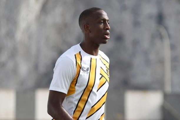 Willy Boly of Wolverhampton Wanderers looks on the warm up prior to the Pre-Season Friendly match between Real Betis and Wolverhampton Wanderers at...