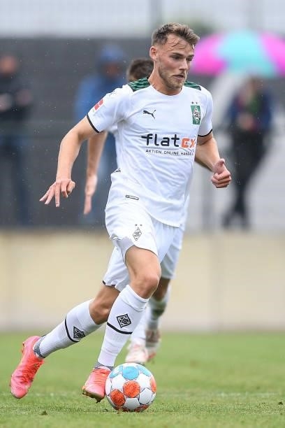 Mika Schroers of Moenchengladbach at Borussia-Park on July 24, 2021 in Moenchengladbach, Germany.