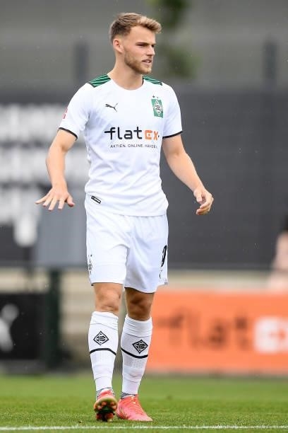 Mika Schroers of Moenchengladbach at Borussia-Park on July 24, 2021 in Moenchengladbach, Germany.