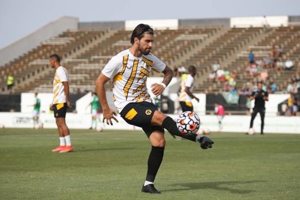 Ruben Neves of Wolverhampton Wanderers warms up prior to the Pre-Season Friendly match between Real Betis and Wolverhampton Wanderers at Estadio...