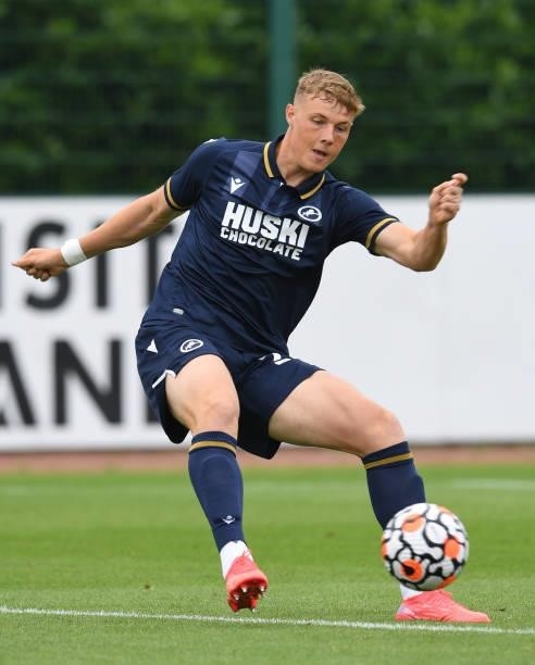Daniel Ballard of Millwall during the pre season friendly between Arsenal and Millwall at London Colney on July 24, 2021 in St Albans, England.