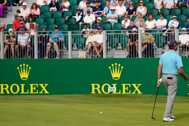 Jerry Kelly of United States in action during the third round of the Senior Open presented by Rolex at Sunningdale Golf Club on July 24, 2021 in...