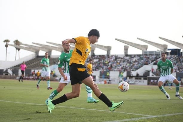 Raul Jimenez of Wolverhampton Wanderers crosses the ball during the Pre-Season Friendly match between Real Betis and Wolverhampton Wanderers at...