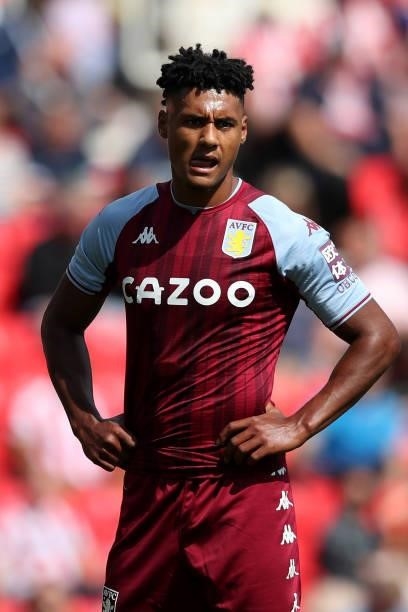 Ollie Watkins of Aston Villa in action during a pre-season friendly match between Stoke City and Aston Villa at Britannia Stadium on July 24, 2021 in...
