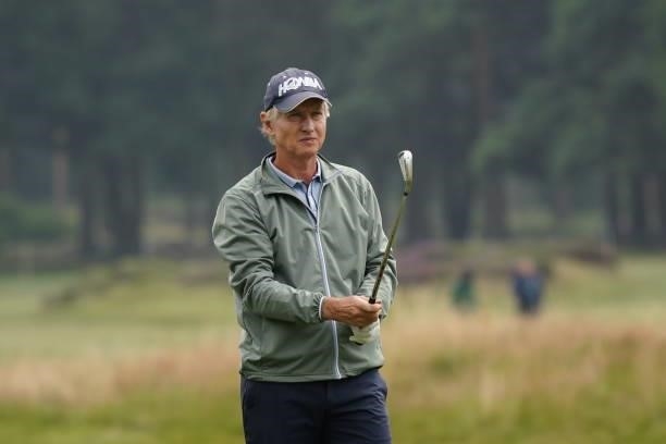 Philip Golding of England in action during the third round of the Senior Open presented by Rolex at Sunningdale Golf Club on July 24, 2021 in...