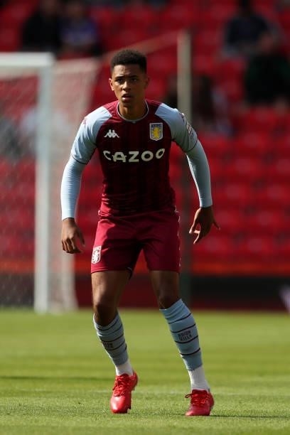 Jacob Ramsey of Aston Villa in action during a pre-season friendly match between Stoke City and Aston Villa at Britannia Stadium on July 24, 2021 in...