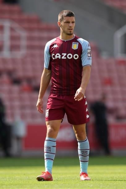 Frederic Guilbert of Aston Villa in action during a pre-season friendly match between Stoke City and Aston Villa at Britannia Stadium on July 24,...