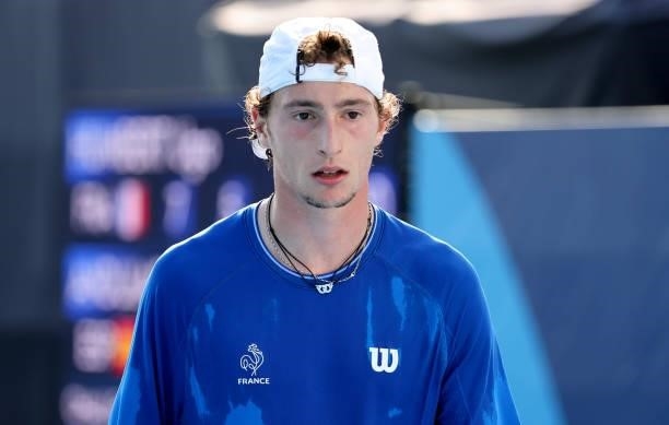 Ugo Humbert of France during day one of the Tokyo 2020 Olympic Games at Ariake Tennis Park on July 24, 2021 in Tokyo, Japan.