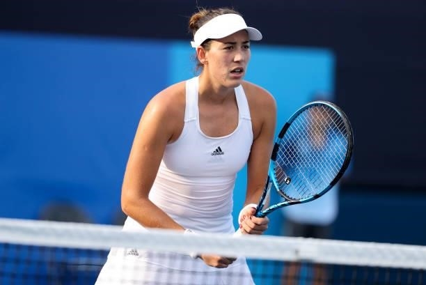 Garbine Muguruza of Spain during day one of the Tokyo 2020 Olympic Games at Ariake Tennis Park on July 24, 2021 in Tokyo, Japan.