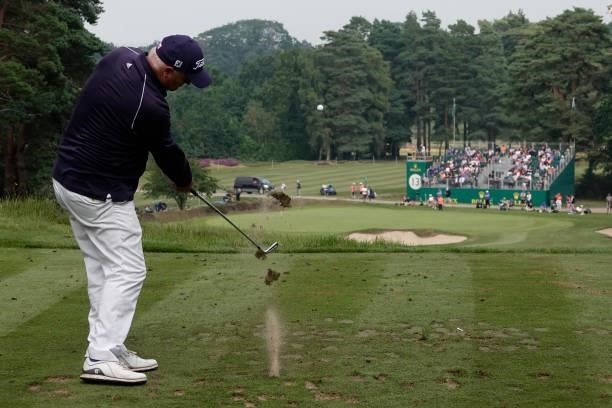 Stephen Dodd of Wales in action during the third round of the Senior Open presented by Rolex at Sunningdale Golf Club on July 24, 2021 in...