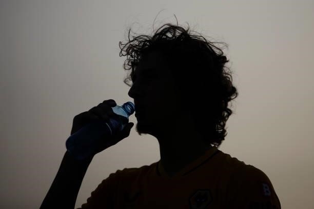 Silhouette of Fabio Silva of Wolverhampton Wanderers is seen during the Pre-Season Friendly match between Real Betis and Wolverhampton Wanderers at...